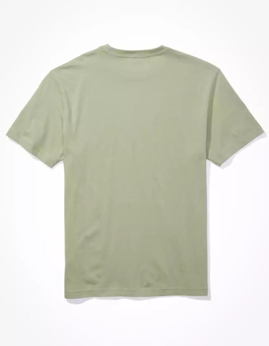 T Shirt Graphique American Eagle AE Super Soft Logo Vert Olive Homme | AAU-15716005